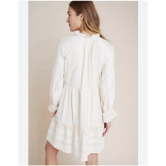 Maeve Anthropologie Dress Dominique Embroidered Tunic Ivory Womens Size XL - Picture 3 of 12